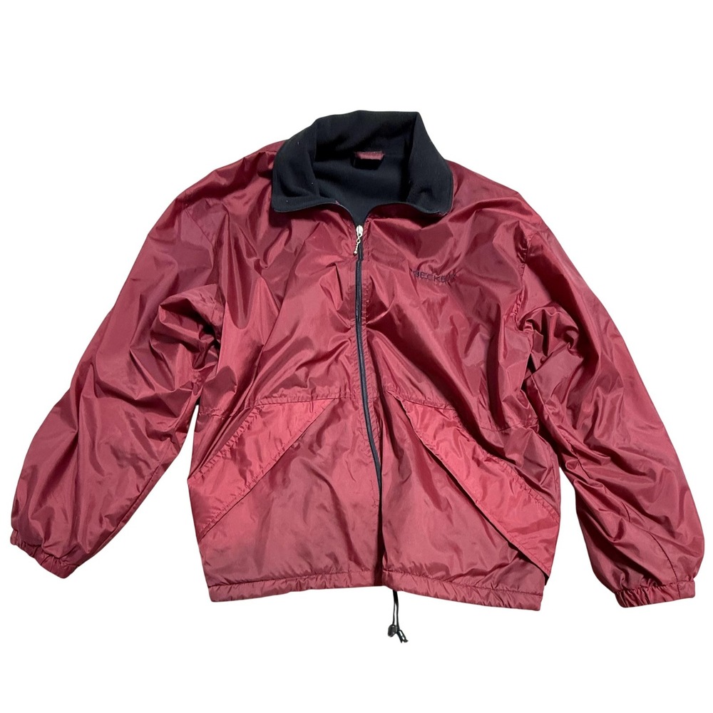Becker Jacket Mens Large Red Fleece Lined Windbreaker Zip Pockets Lightweight